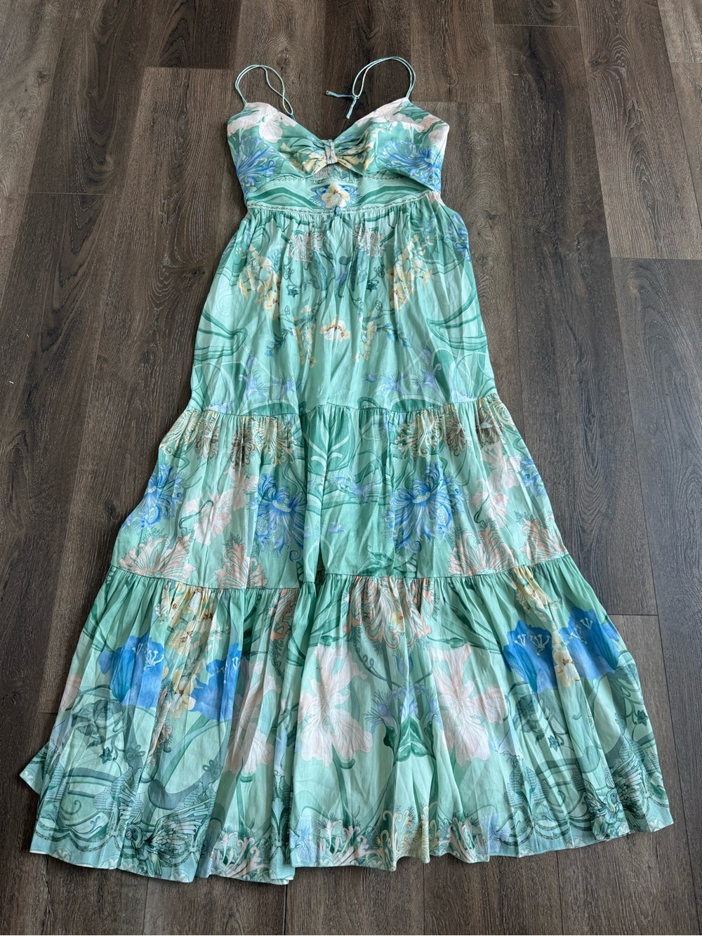 Camilla Floral Twist Cutout Maxi Dress in Mint Green Size Small - Picture 2 of 13